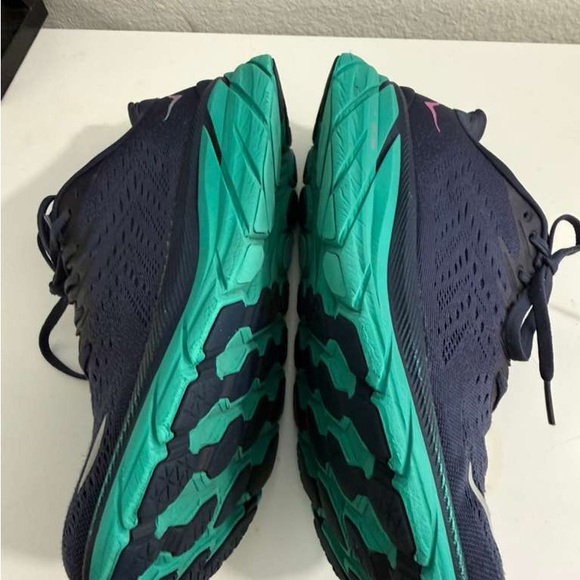 Hoka clifton 8 Women's Navy and Aqua Athletic Shoes - Picture 5 of 7
